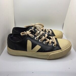 Veja Wata Black Cream Leather Low Top Sneakers Womens Size 6 EUR 37 Streetwear